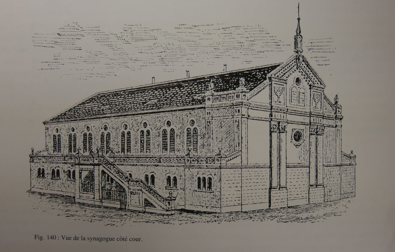 Synagogue, vue de la synagogue côté cour : fig. 140 - s.d.